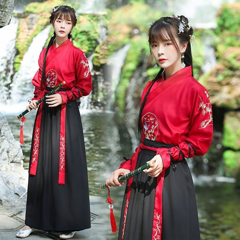 Wuxia-stilizirani obnovljeni drevni kostim za žene i muškarce, unisex školska uniforma, kineskog stila kostim za plesnu izvedbu s motivom Snježnog Zmaja