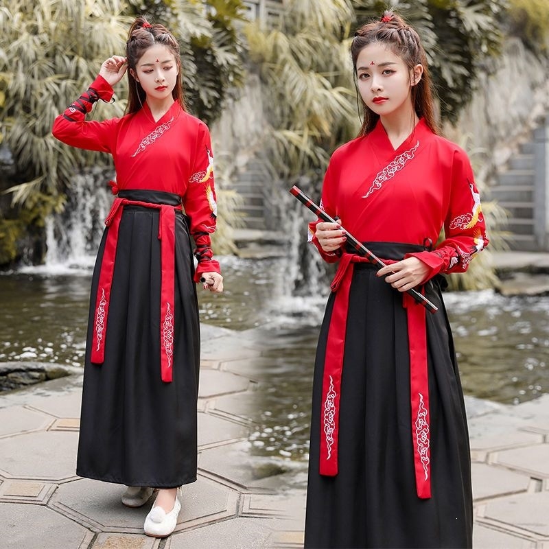 Wuxia-stilizirani obnovljeni drevni kostim za žene i muškarce, unisex školska uniforma, kineskog stila kostim za plesnu izvedbu s motivom Snježnog Zmaja