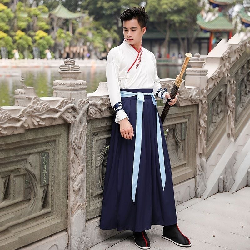 Wuxia-stilizirani obnovljeni drevni kostim za žene i muškarce, unisex školska uniforma, kineskog stila kostim za plesnu izvedbu s motivom Snježnog Zmaja