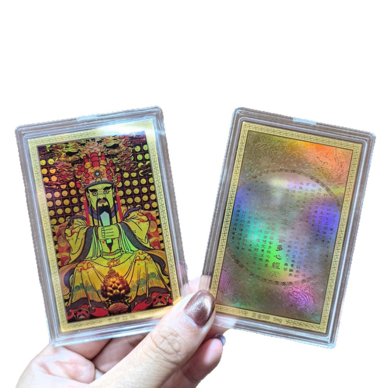 Zlatá nálepka na telefón so zlatou sochou Budhu zo 999 čistého zlata, znamenia zverokruhu, dvanásť ochranných božstiev a amulet Tathagata