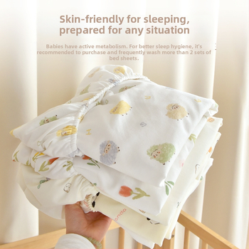 Set de pat pentru nou-născuți din bumbac 100% — cuvertură patchwork, cearșaf elastic, cearșaf plat și husă pentru saltea, pentru toate anotimpurile