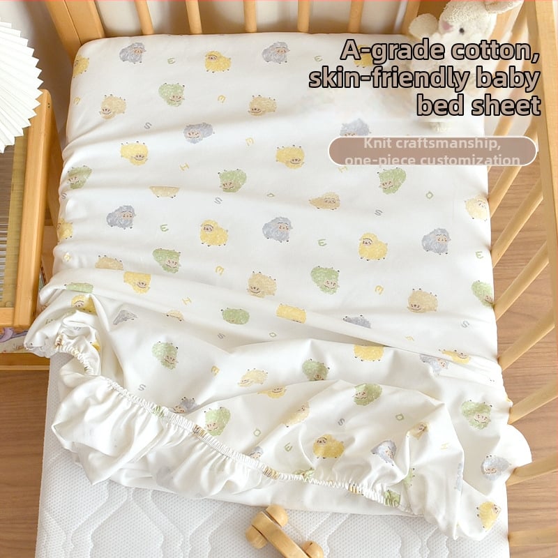Set de pat pentru nou-născuți din bumbac 100% — cuvertură patchwork, cearșaf elastic, cearșaf plat și husă pentru saltea, pentru toate anotimpurile