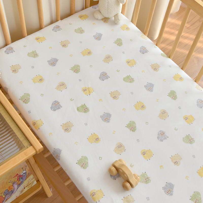 Set de pat pentru nou-născuți din bumbac 100% — cuvertură patchwork, cearșaf elastic, cearșaf plat și husă pentru saltea, pentru toate anotimpurile