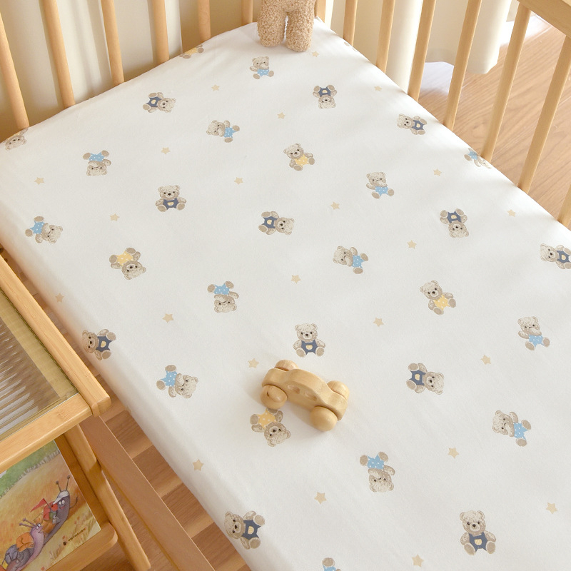 Set de pat pentru nou-născuți din bumbac 100% — cuvertură patchwork, cearșaf elastic, cearșaf plat și husă pentru saltea, pentru toate anotimpurile