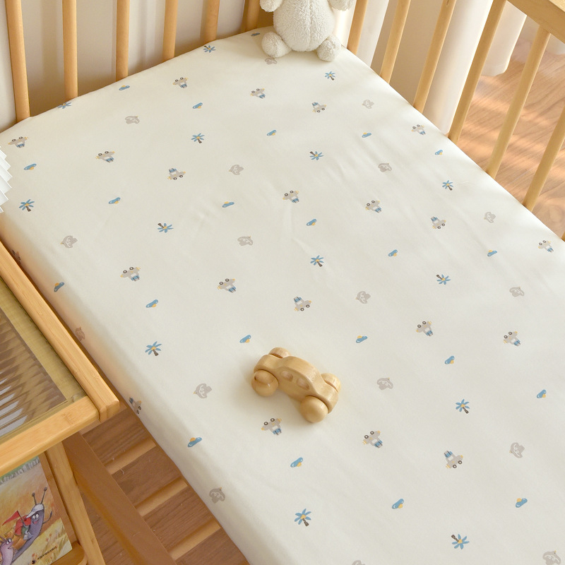 Set de pat pentru nou-născuți din bumbac 100% — cuvertură patchwork, cearșaf elastic, cearșaf plat și husă pentru saltea, pentru toate anotimpurile