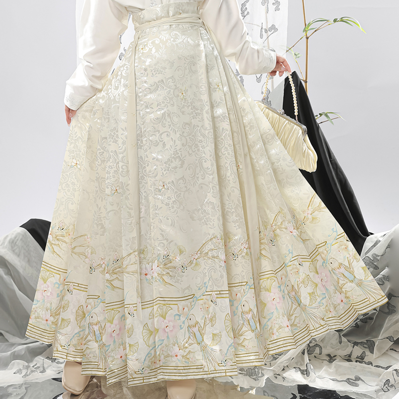Ženski Hanfu set u Ming stilu, izvezena preklopna ovratnica, rukavi s krilima, nacionalni stil, suknja s panelom konjskog lica, svakodnevna putna odjeća