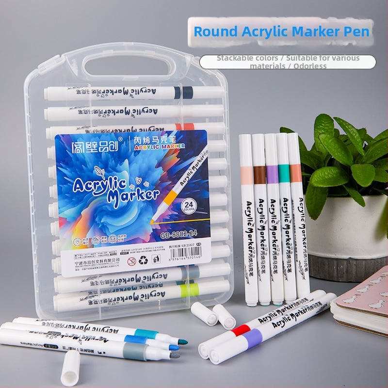 Akrilový marker pre deti, netoxický vodový marker s nepriehľadnou farbou, guľaté telo