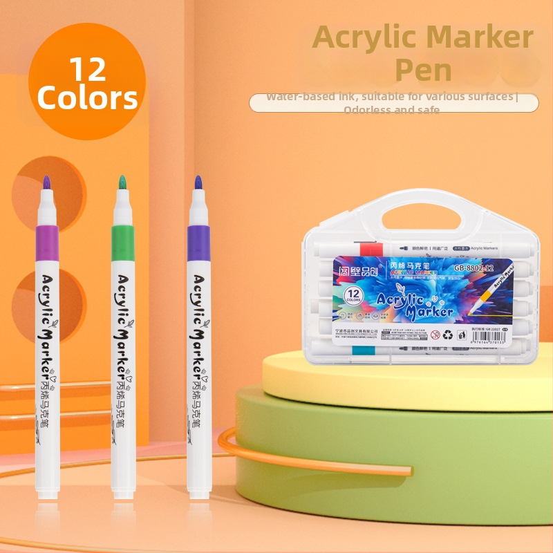 Akrilový marker pre deti, netoxický vodový marker s nepriehľadnou farbou, guľaté telo