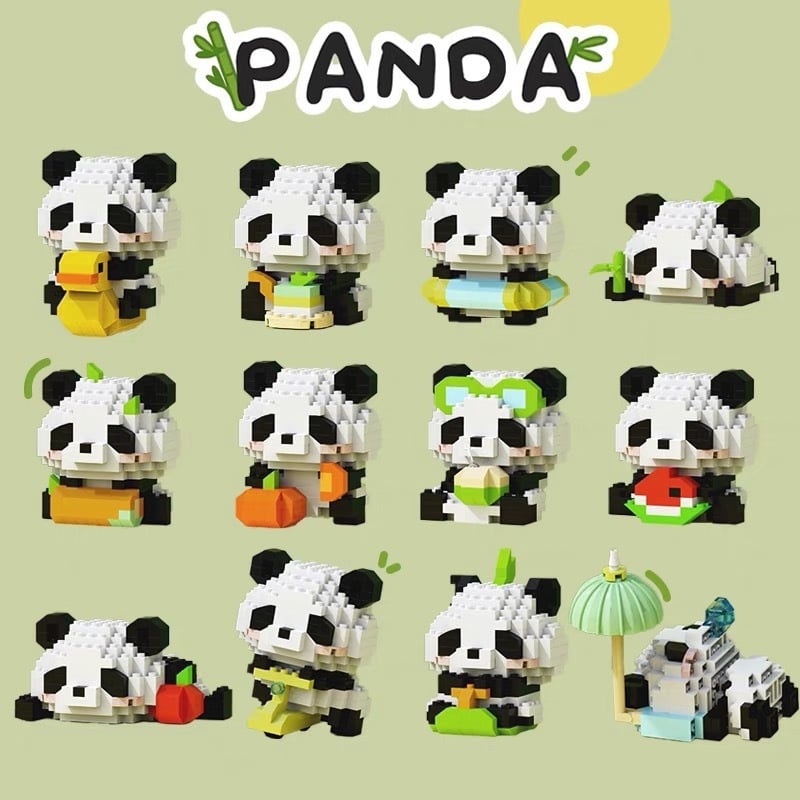LEGO-kompatibilis Panda National Treasure rajzfilmfigura építőblokkokból álló készlet, ABS műanyag, 100–200 darab