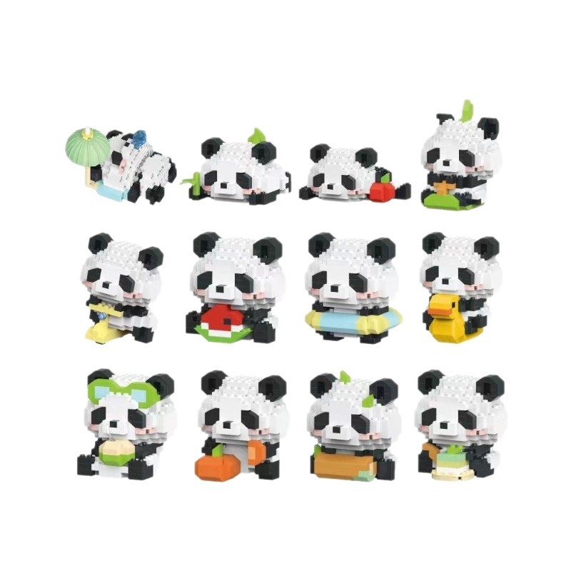LEGO-kompatibilis Panda National Treasure rajzfilmfigura építőblokkokból álló készlet, ABS műanyag, 100–200 darab