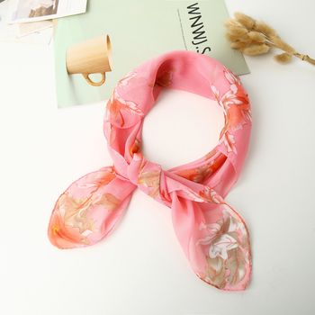 Női kis négyzet alakú nyomtatott sál kínai stílusban, sokoldalú fej- és nyakkendőként, 65×65 cm, poliészter chiffon
