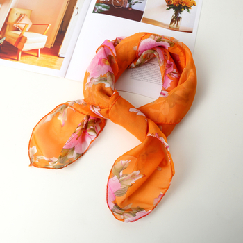 Női kis négyzet alakú nyomtatott sál kínai stílusban, sokoldalú fej- és nyakkendőként, 65×65 cm, poliészter chiffon