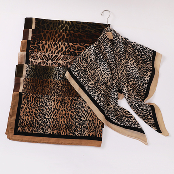 Štvorcový šál z polyesteru s leopardím vzorom, pre ženy, ľahká pokrývka hlavy, šírka 100 cm