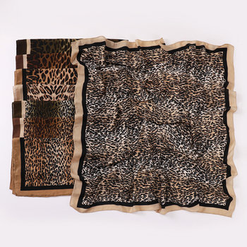 Štvorcový šál z polyesteru s leopardím vzorom, pre ženy, ľahká pokrývka hlavy, šírka 100 cm