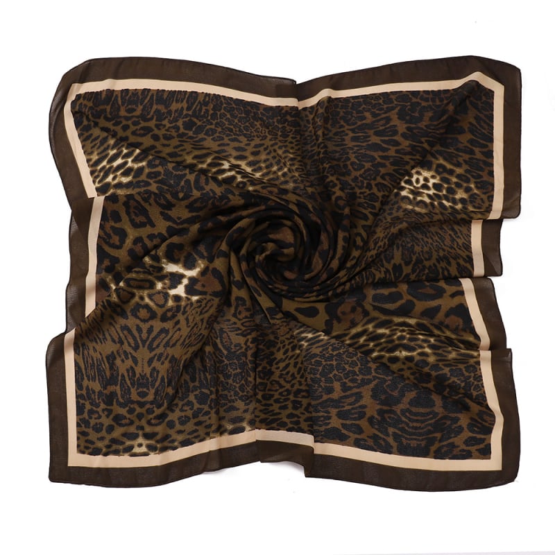 Štvorcový šál z polyesteru s leopardím vzorom, pre ženy, ľahká pokrývka hlavy, šírka 100 cm