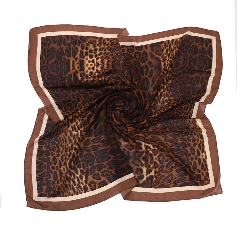 Štvorcový šál z polyesteru s leopardím vzorom, pre ženy, ľahká pokrývka hlavy, šírka 100 cm