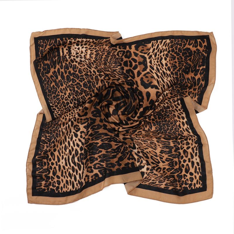 Štvorcový šál z polyesteru s leopardím vzorom, pre ženy, ľahká pokrývka hlavy, šírka 100 cm
