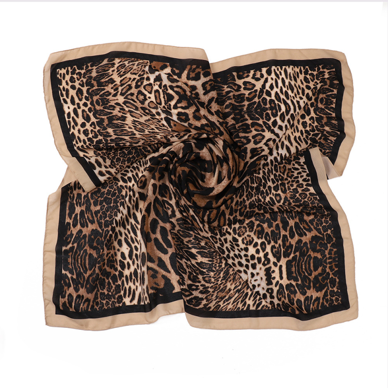 Štvorcový šál z polyesteru s leopardím vzorom, pre ženy, ľahká pokrývka hlavy, šírka 100 cm