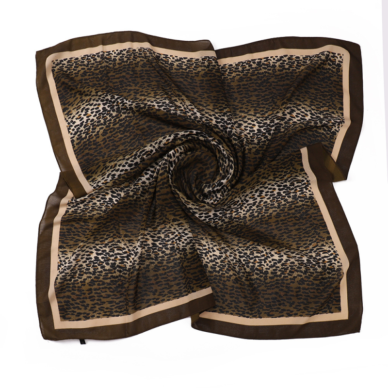 Štvorcový šál z polyesteru s leopardím vzorom, pre ženy, ľahká pokrývka hlavy, šírka 100 cm