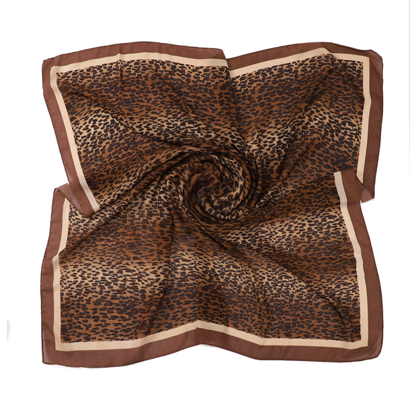 Štvorcový šál z polyesteru s leopardím vzorom, pre ženy, ľahká pokrývka hlavy, šírka 100 cm