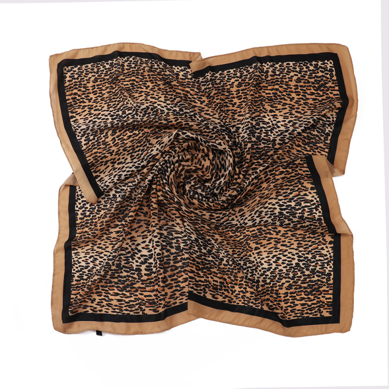 Štvorcový šál z polyesteru s leopardím vzorom, pre ženy, ľahká pokrývka hlavy, šírka 100 cm