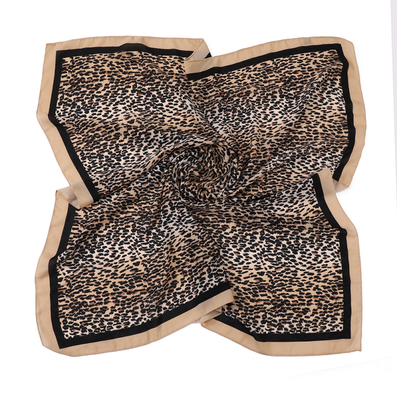 Štvorcový šál z polyesteru s leopardím vzorom, pre ženy, ľahká pokrývka hlavy, šírka 100 cm