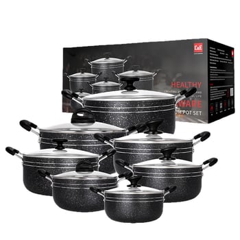 C&E Creative Kitchenware sada kuchynských riadu 7/9/14 dielov – hrnce na polievku, panvice s nepriľnavým povrchom, hliníkové hrnce a hrniec na mlieko