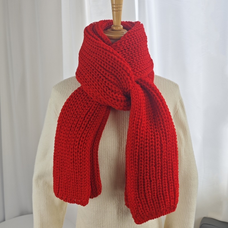 K-stil zimski pleteni vuneni šal, jednofarban, unisex, korejskog stila, topao i debeo
