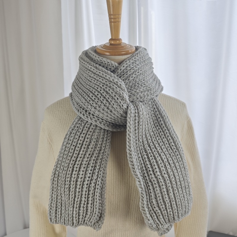 K-stil zimski pleteni vuneni šal, jednofarban, unisex, korejskog stila, topao i debeo