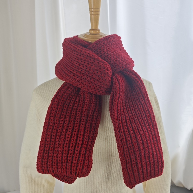 K-stil zimski pleteni vuneni šal, jednofarban, unisex, korejskog stila, topao i debeo