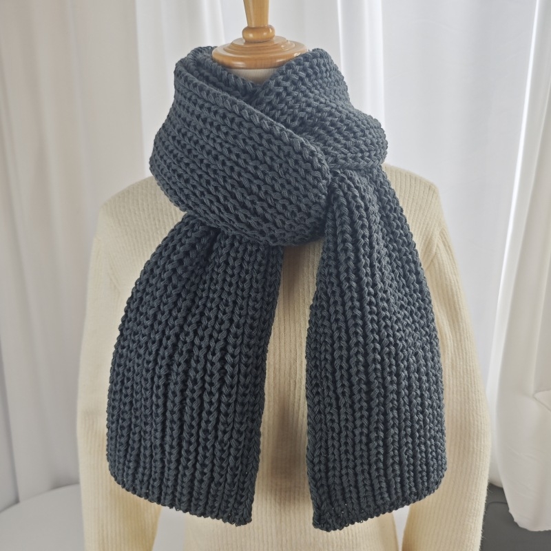 K-stil zimski pleteni vuneni šal, jednofarban, unisex, korejskog stila, topao i debeo
