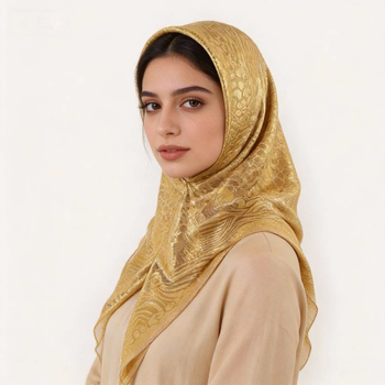 RASINISILK etnikus stílusú négyzet alakú fejkendő és turbán — Jacquard chiffon, warp-kötésű anyag, porálló, 85 cm