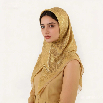 RASINISILK etnikus stílusú négyzet alakú fejkendő és turbán — Jacquard chiffon, warp-kötésű anyag, porálló, 85 cm