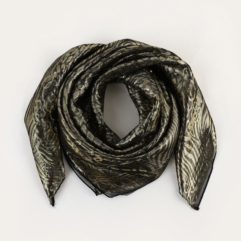 RASINISILK etnikus stílusú négyzet alakú fejkendő és turbán — Jacquard chiffon, warp-kötésű anyag, porálló, 85 cm