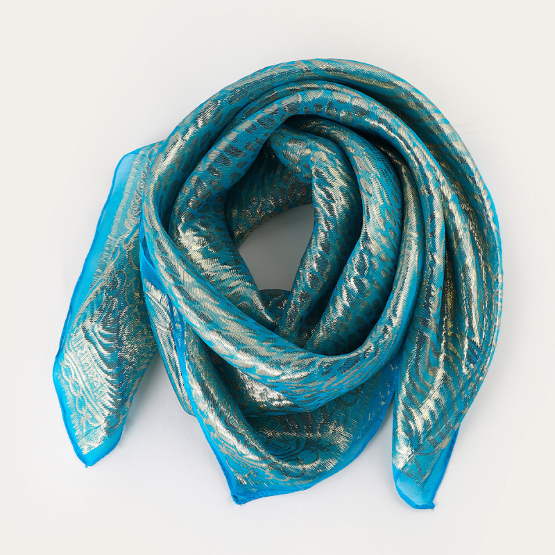 RASINISILK etnikus stílusú négyzet alakú fejkendő és turbán — Jacquard chiffon, warp-kötésű anyag, porálló, 85 cm