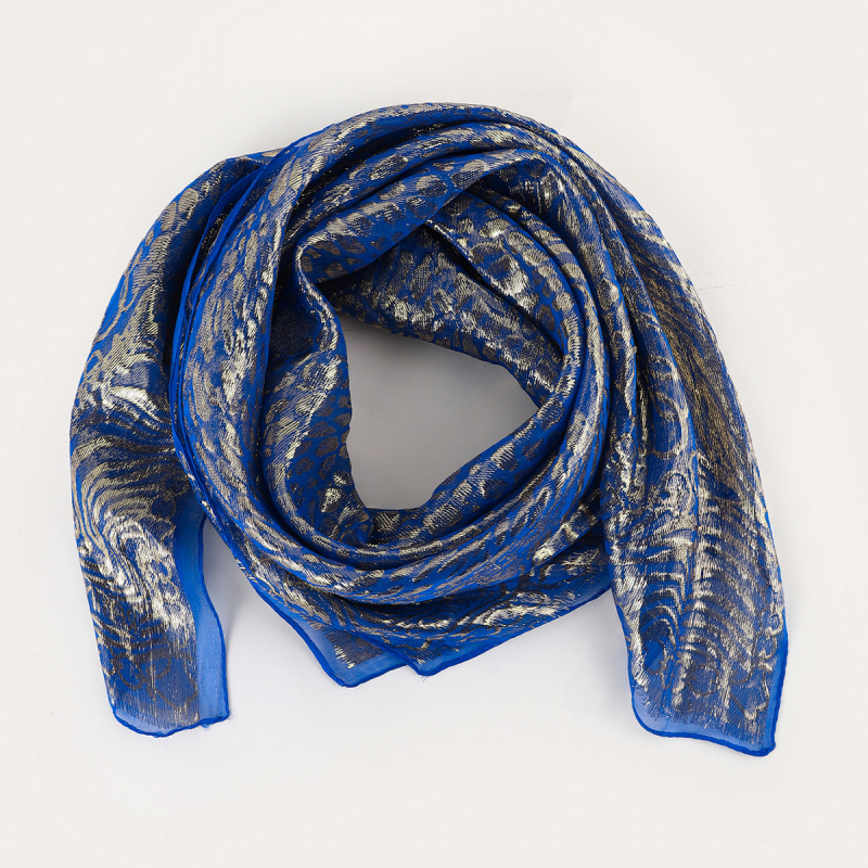 RASINISILK etnikus stílusú négyzet alakú fejkendő és turbán — Jacquard chiffon, warp-kötésű anyag, porálló, 85 cm