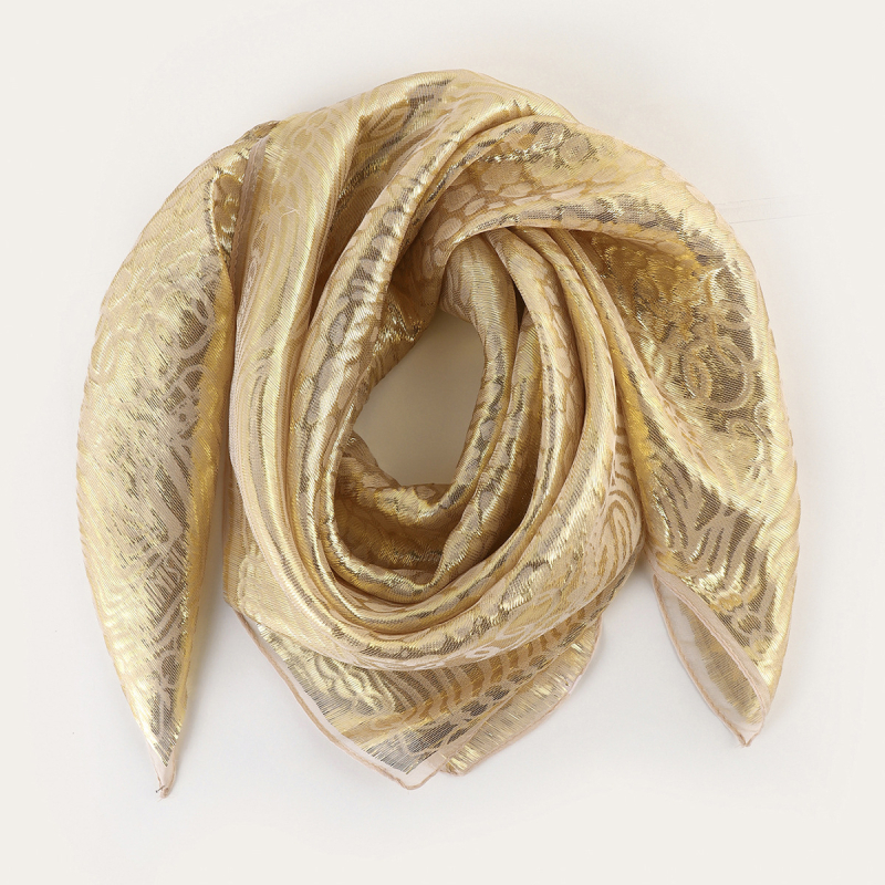 RASINISILK etnikus stílusú négyzet alakú fejkendő és turbán — Jacquard chiffon, warp-kötésű anyag, porálló, 85 cm