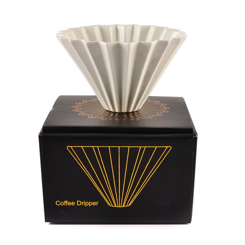 Origami keramický filter na kávu s podstavcom – prenosný drip filter pre prípravu kávy