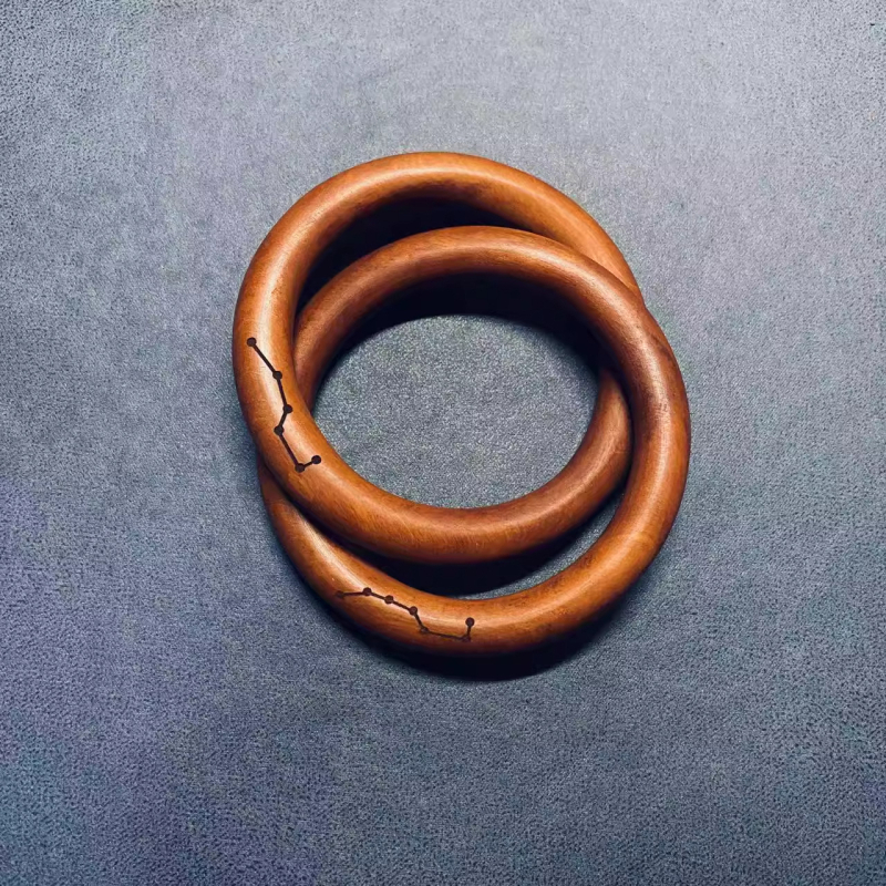 Jujube drvo Qiankun Circle Yin-Yang prsten s privjeskom i narukvicom – taoistički ritualni alat