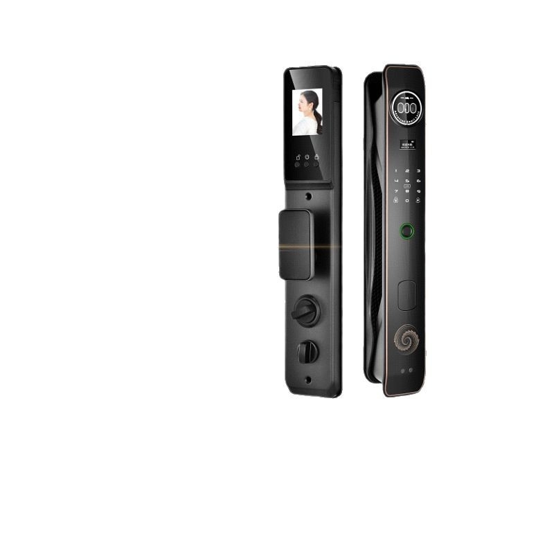 Intelligens zár bejárati ajtóhoz ujjlenyomat- és PIN-kódos, Bluetooth, látóablakkal belső fa ajtókhoz