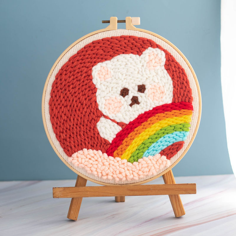 Sada punch needle vyšívania s priadzou – DIY pre deti