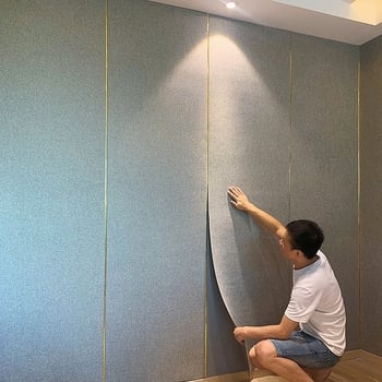 Ľanový samolepiaci, vodotesný, bezšvový obklad stien pre celý dom – moderný minimalistický štýl, jednobarevný dizajn do spálne a do obývačky