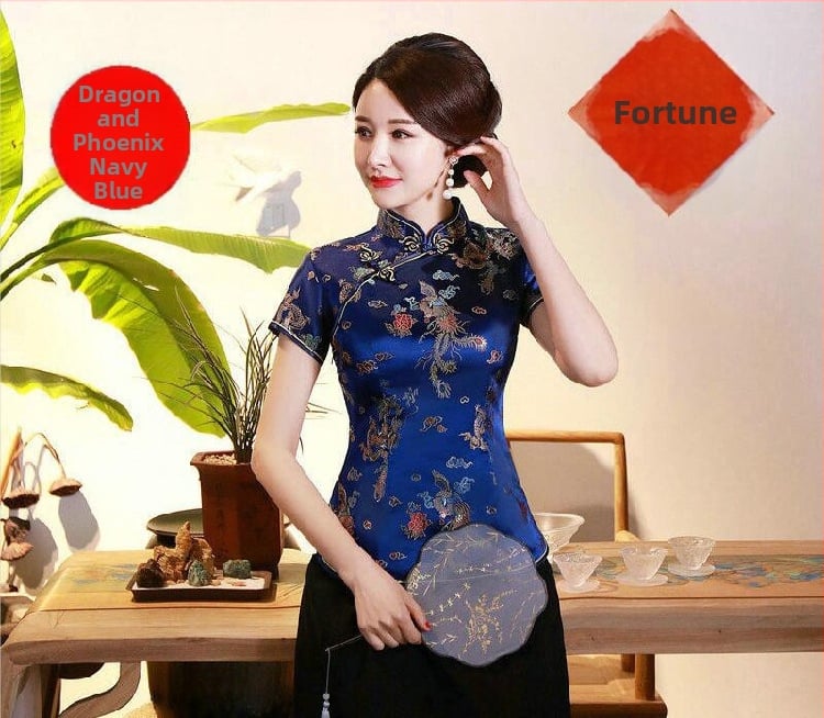 Jadeite Lady – Vylepšený retro top v štýle cheongsam, čínske retro Tang oblečenie, hanfu, Zen čaj do práce