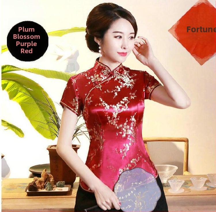 Jadeite Lady – Vylepšený retro top v štýle cheongsam, čínske retro Tang oblečenie, hanfu, Zen čaj do práce