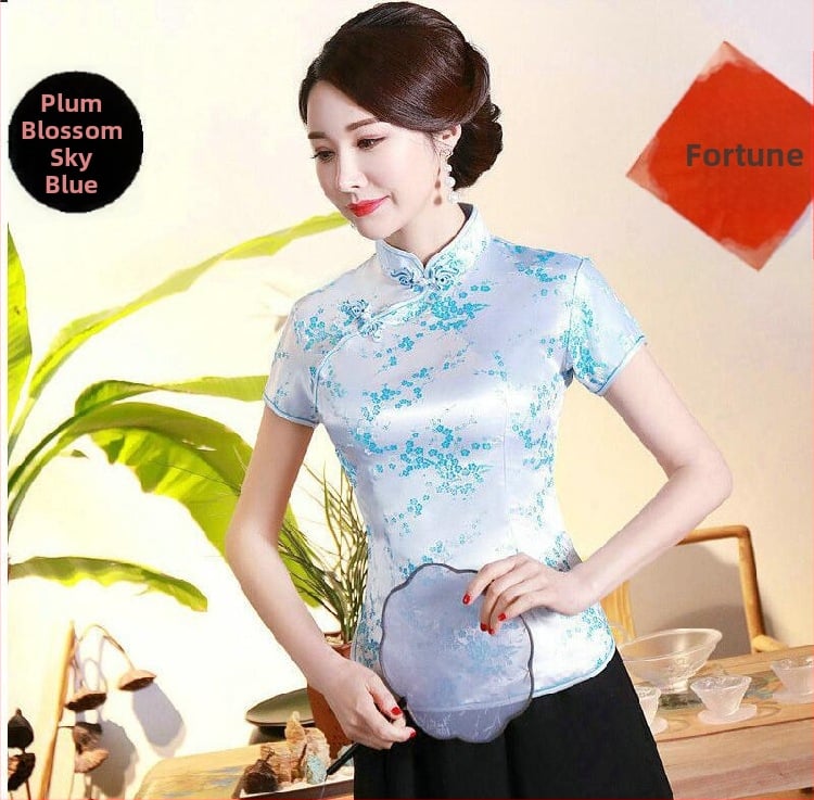 Jadeite Lady – Vylepšený retro top v štýle cheongsam, čínske retro Tang oblečenie, hanfu, Zen čaj do práce