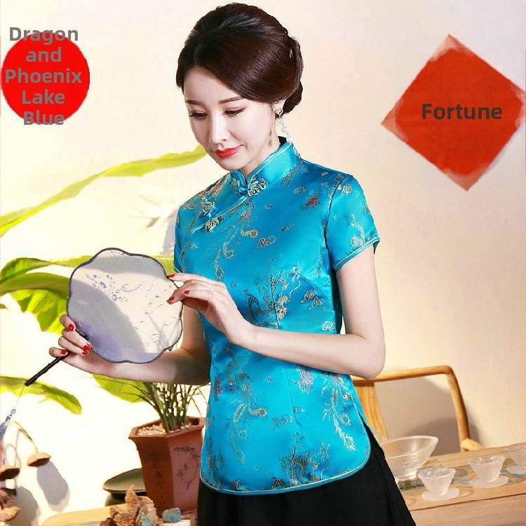 Jadeite Lady – Vylepšený retro top v štýle cheongsam, čínske retro Tang oblečenie, hanfu, Zen čaj do práce