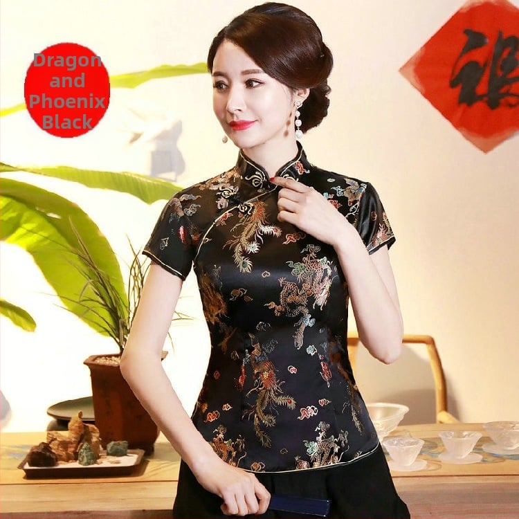 Jadeite Lady – Vylepšený retro top v štýle cheongsam, čínske retro Tang oblečenie, hanfu, Zen čaj do práce