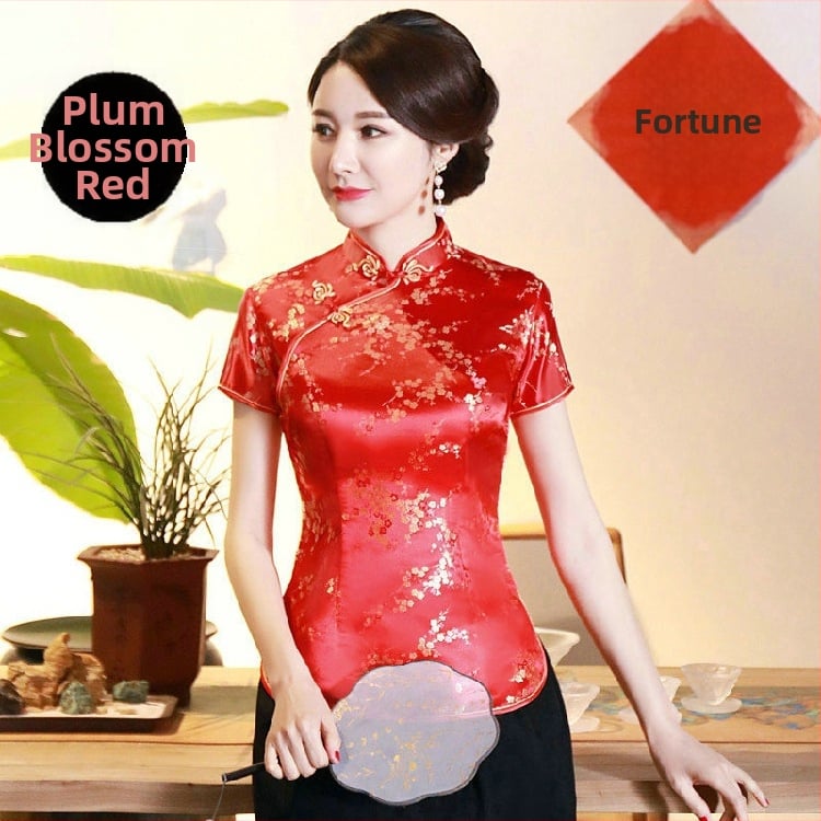 Jadeite Lady – Vylepšený retro top v štýle cheongsam, čínske retro Tang oblečenie, hanfu, Zen čaj do práce