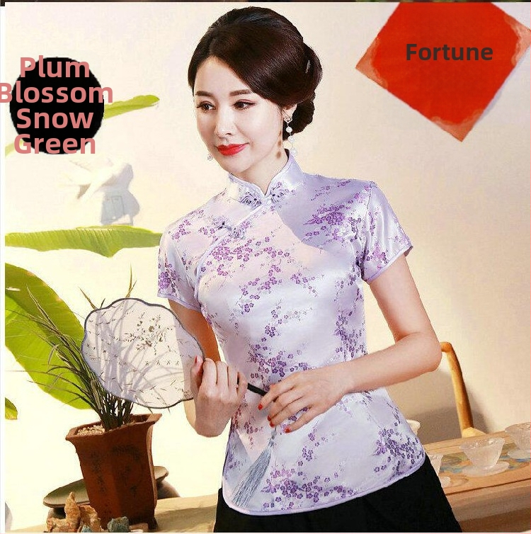 Jadeite Lady – Vylepšený retro top v štýle cheongsam, čínske retro Tang oblečenie, hanfu, Zen čaj do práce