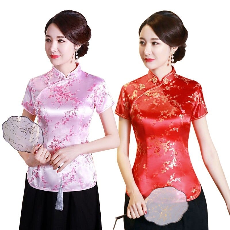 Jadeite Lady – Fejlesztett retro cheongsam felső kínai retro Tang-stílusú, hanfu, Zen tea munkaruházat